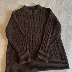 Cozy Dark Brown Cable Knit Sweater